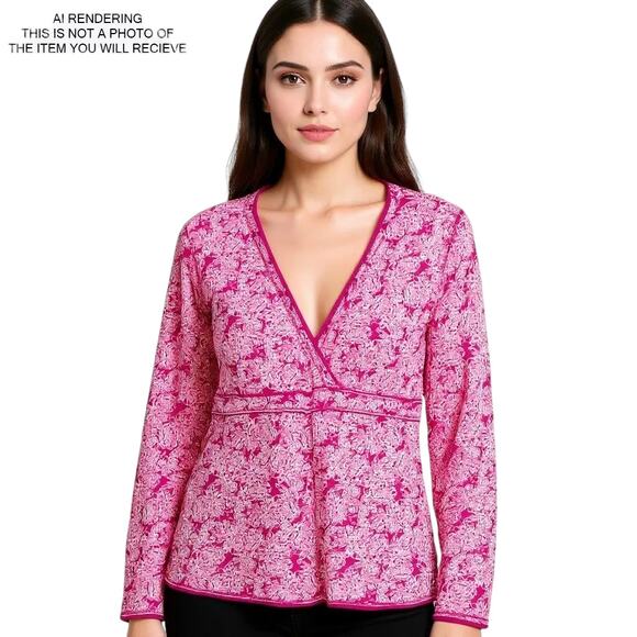 Liz Claiborne Top Cottage Boho Coquette Romantic Floral Feminine Prairie Pink XL - Picture 7 of 7